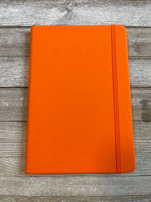 Orange Sparkly Faux Leather Glitter Lined Rainbow Hardcover Notebook