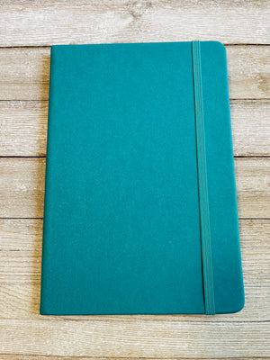 Teal Sparkly Faux Leather Glitter Lined Rainbow Hardcover Notebook