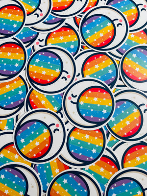 Bespattered Facade Rainbow Moon and Stars Sticker
