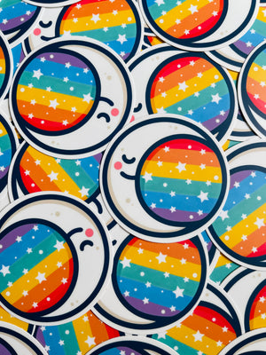 Bespattered Facade Rainbow Moon and Stars Sticker