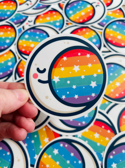 Bespattered Facade Rainbow Moon and Stars Sticker