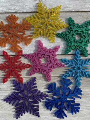 PREORDER - Set of 8 Rainbow Snowflake Ornaments