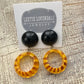 Mustard Yellow Stripe Donut Drop Earrings