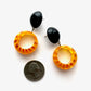 Mustard Yellow Stripe Donut Drop Earrings