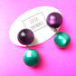 Deep Purple and Emerald Moonglow Lollipop Drop Earrings