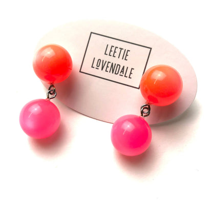 Neon Melon and Pink Moonglow Lollipop Drop Earrings