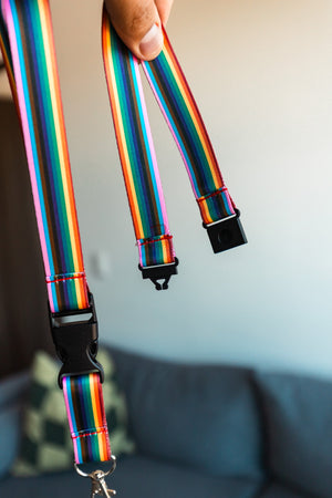 Progressive Pride Rainbow Stripes Lanyard
