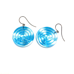 Ice Blue & Glow Spiral Drop Earrings