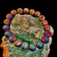 Peacock Rainbow Druzy Agate Bracelet – Titanium Coated 10mm Beads | Stretch Fit | Iridescent Statement Jewelry