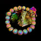 Peacock Rainbow Druzy Agate Bracelet – Titanium Coated 10mm Beads | Stretch Fit | Iridescent Statement Jewelry