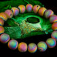 Peacock Rainbow Druzy Agate Bracelet – Titanium Coated 10mm Beads | Stretch Fit | Iridescent Statement Jewelry