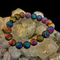 Peacock Rainbow Druzy Agate Bracelet – Titanium Coated 10mm Beads | Stretch Fit | Iridescent Statement Jewelry