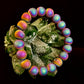 Peacock Rainbow Druzy Agate Bracelet – Titanium Coated 10mm Beads | Stretch Fit | Iridescent Statement Jewelry