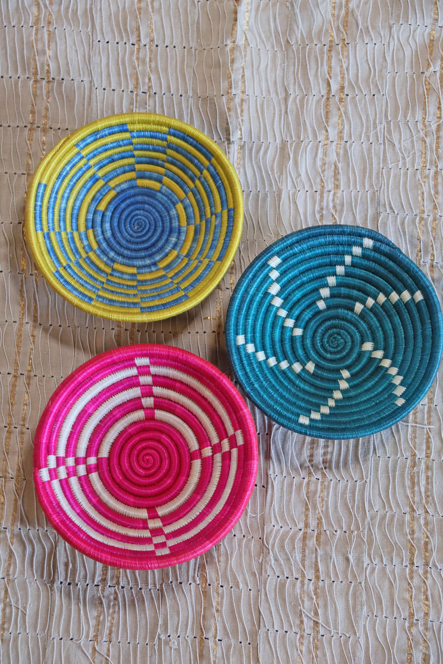 Isla African Basket Collection, Bright Multi, from Rwanda, Set of 3