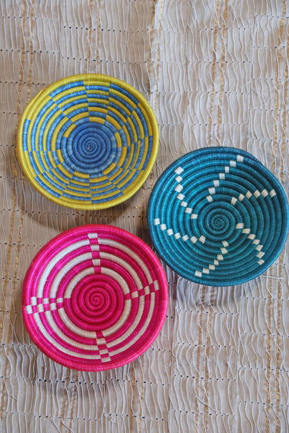 Isla African Basket Collection, Bright Multi, from Rwanda, Set of 3