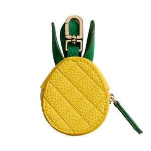 Genuine Leather Pineapple Coin Purse Keychain Bag Charm