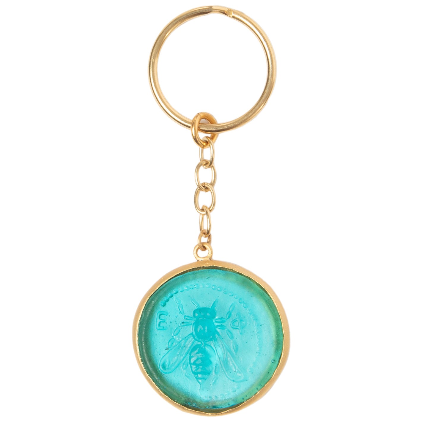 Glass Coin of Ephesos Key Ring (Teal Tone)
