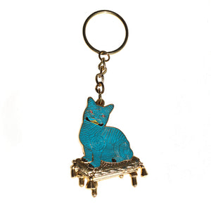 Purrquoise Cat Enamel Keychain
