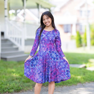 Kaleidoscope 3/4th Sleeves Kids Twirl Dress