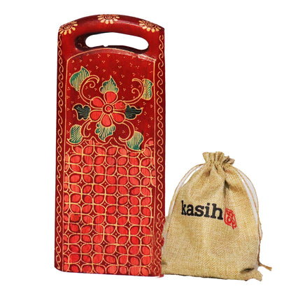 Mancala Wood Dakon Folding Congklak Board Game Games, DKN006, Red