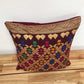 Handwoven Ikat Pillow Cover, Burgundy Red and Gold. Cover Only with No Insert. 16x16 inches, Cushion