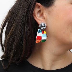 Bright Multi Color Geometric Earring