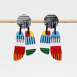 Bright Multi Color Geometric Earring