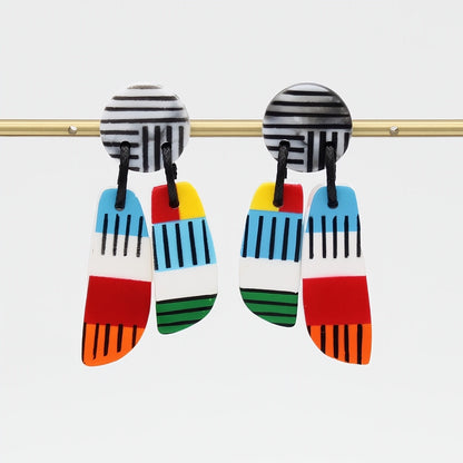Bright Multi Color Geometric Earring
