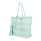 Blue Lattice Oversized Tote with Wallet