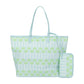 Blue Lattice Oversized Tote with Wallet