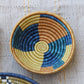 Lillian African Basket Collection, Blue, Tan, Gold, from Rwanda, Set of 3