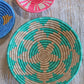 Lizzie African Basket Collection, Teal, Pink, Blue, from Rwanda, Set of 3
