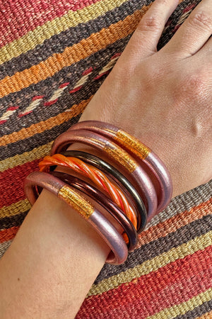 Luxe Thai Buddhist Temple Bracelets, Mantra Bangle, Kumlai, Two Tone