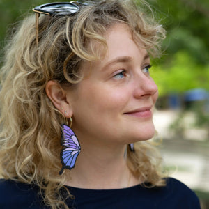 Lavender Butterfly Hoops