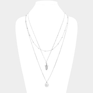 Evil Eye Body Pendant Metal Layered Necklace