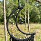 Macrame Wall Hanging Crescent Moon Dream Catcher with Moon Charm, Modern Boho Style Home Decor -- Black or Cream