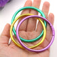 Mardi Gras Thai Buddhist Temple Mantra Bracelets, Thick, Purple, Green Gold Bangles