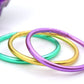 Mardi Gras Thai Buddhist Temple Mantra Bracelets, Thick, Purple, Green Gold Bangles
