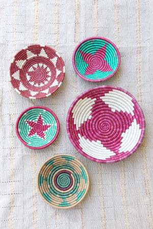 Margot Teal & Berry African Basket Collection, from Rwanda, Set of 5