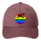 Garment washed Dad Hat - Rainbow Cat Design
