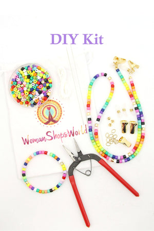 Rainbow Enamel Bead Sunglasses Necklace Kit, ready to wear or DIY Mask Chain