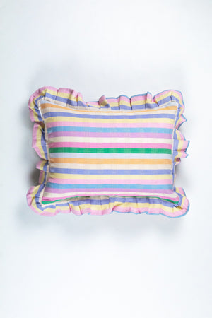 Maxine Ruffle Rainbow Stripe Pillow