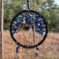 Medium Blue/Black Tree of Life Dreamcatcher with Black Heart Charm - Lapis Lazuli-- Rearview Mirror Hanging or Wall Hanging