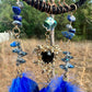 Medium Blue/Black Tree of Life Dreamcatcher with Black Heart Charm - Lapis Lazuli-- Rearview Mirror Hanging or Wall Hanging