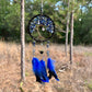 Medium Blue/Black Tree of Life Dreamcatcher with Black Heart Charm - Lapis Lazuli-- Rearview Mirror Hanging or Wall Hanging