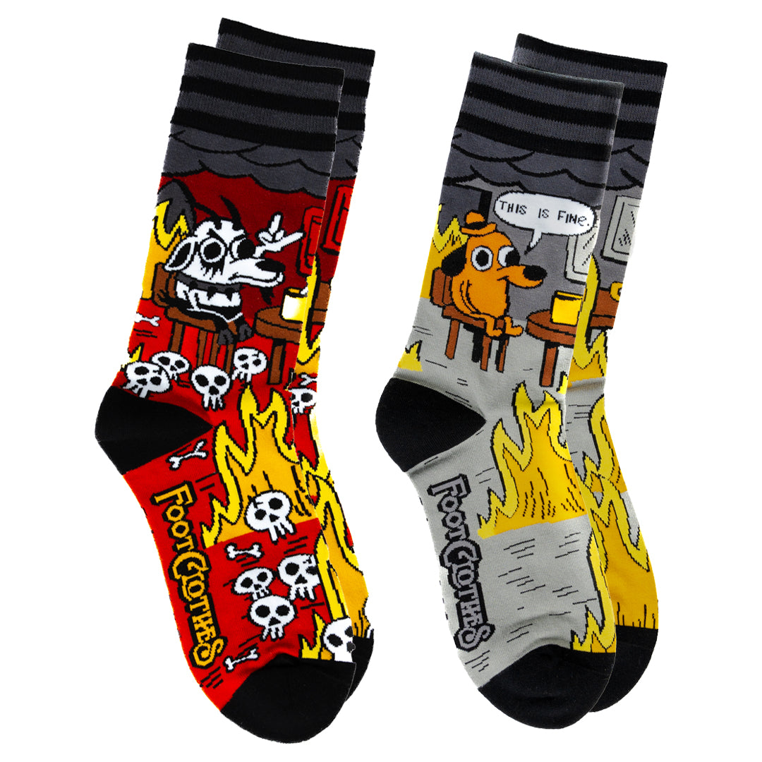 Metal This is Fine Crew Sock Pack | 2 Designs