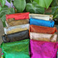 Metallic Italian Leather Zipper Pouch, Purse, 8" Soft Real Leather, Assorted Colors
