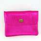 Metallic Italian Leather Coin Purse, 3 Compartments, Zipper Pocket