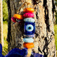 Mini Elephant Shape Wall Hanging Evil Eye with Wood Beads Nazar Boncuk Mal De Ojo, Modern Boho Style Home Decor, Turkish Gift