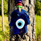 Mini Hamsa Hand Shape Wall Hanging Evil Eye with Wood Beads Nazar Boncuk Mal De Ojo, Modern Boho Style Home Decor, Turkish Gift